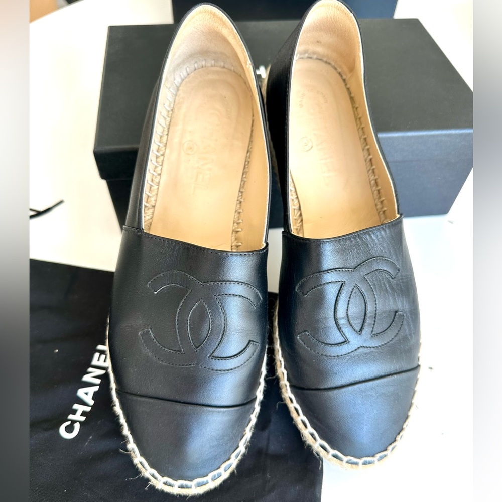 Chanel Lambskin Espadrille in Black - Size 40